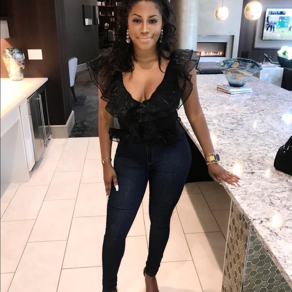 Black Ruffle Bodysuit - Picture 2 of 2